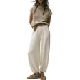 thumbnail image 1 of Lucakuins - Conjunto de pantalones para mujer, camiseta de manga corta con cuello redondo y pantalones largos, atuendo de verano Lucakuins  moda, 1 of 6