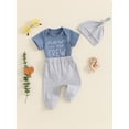 thumbnail image 2 of Little Brother Newborn Baby Boy Outfit Romper Top and Pants with Hat 3Pcs Sets Baby Coming Home Hospital Clothes Summer Outfit, 2 of 7
