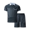 thumbnail image 4 of RUTAYY Men's Outfits Summer Beach Casual Zipper Short Sleeve Tshirts Shorts 2 Piece Daily Wear Trendy Trip Clothing Sets, 4 of 9