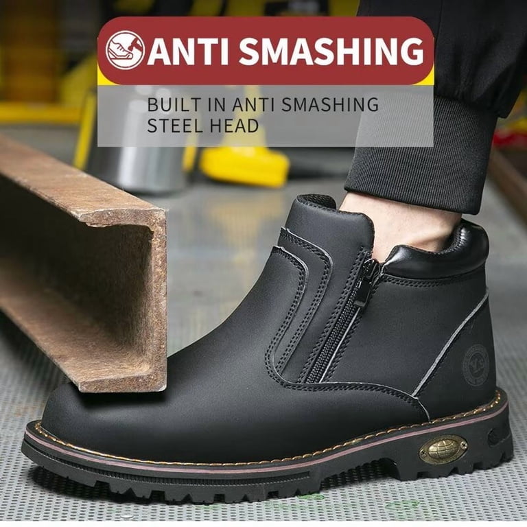Steel Toe Boots for Men Industrial Construction Anti-puncture Double Sided Zipper Work Safety Shoes Non-Slip Waterproof Hiking Shoes Steel Toe Boots for Men Industrial Construction Anti-puncture Double Sided Zipper Work Safety Shoes Non-Slip Waterproof Hiking Shoes