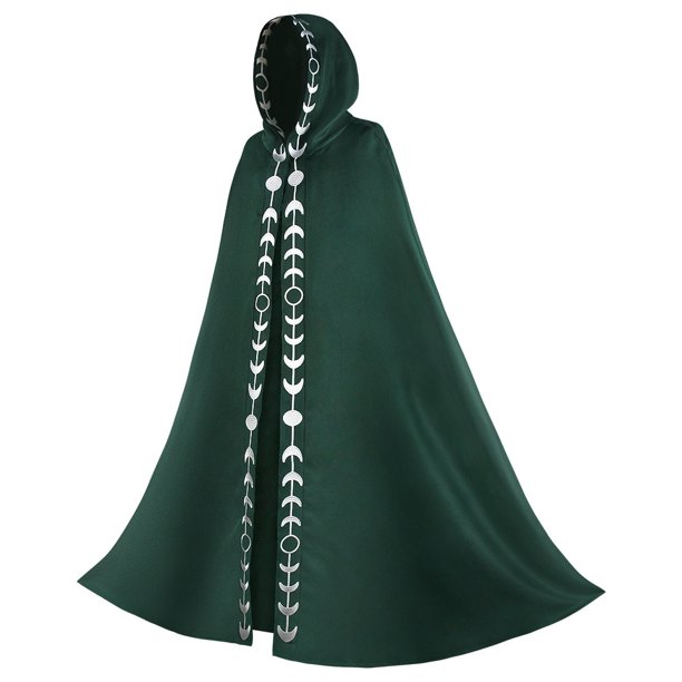 Capas renacentistas, capas renacentistas, pañuelos en la cabeza y trajes lunares estampados mensualmente (talla L verde)