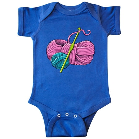 

Inktastic Blue and Pink Yarn with Crochet Hook Gift Baby Boy or Baby Girl Bodysuit