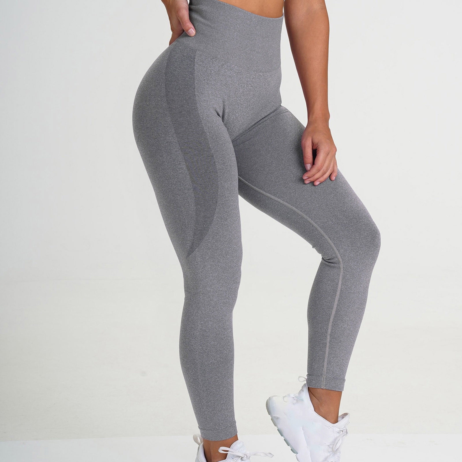 Tuphregyow Women High Waisted Nylon Yoga Pants Booty Lifting Slimming Elastic Yoga Tights Scrunch Butt Leggings Yoga Capris Comfy No See Through Yoga Capris Solid Dark Gray L
