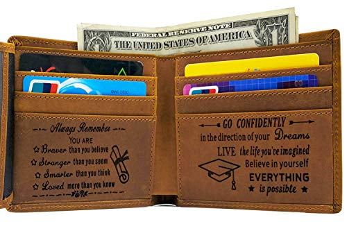 Personalized Leather Mens Wallet Slim Bifold Wallet for Men Engraved Photo Wallet Picture Wallet Family Photo Gift for Dad or Grandpa