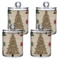 thumbnail image 2 of Christmas Trees with Plaid Red Green Snowflake Translucent Plastic Cans Storage Canisters with Lid Set of 2, 2 of 7