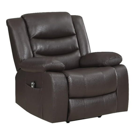 Lexicon Carson Faux Leather Power Lift Chair in Dark Brown