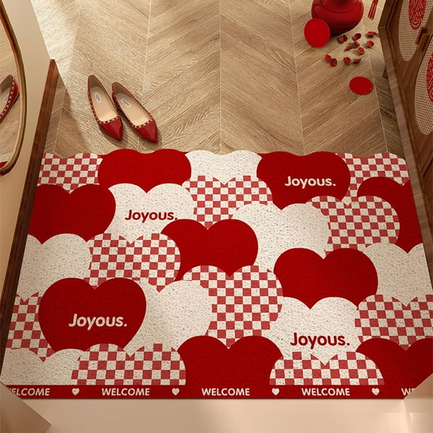 Tapetes de San Valentín con corazones rojos para decorar la puerta de entrada, tapetes clásicos de San Valentín para el baño, tapetes de microfibra para la puerta principal.