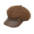 thumbnail image 3 of AJGRHE Womens Suede Newsboy Cap 8 Panel Paperboy Caps with Leather Brim Vintage Baseball Hat Baker Cabbie Beret Hats Coffee One Size, 3 of 3