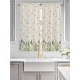 thumbnail image 2 of Spring Botanical Bathroom Window Curtain, Rustic Pastoral Daisy Leaves Burlap Light Filtering Coffee Kitchen Curtains, Bedroom Living Room Curtains 2 Panel 84"x63", 2 of 6