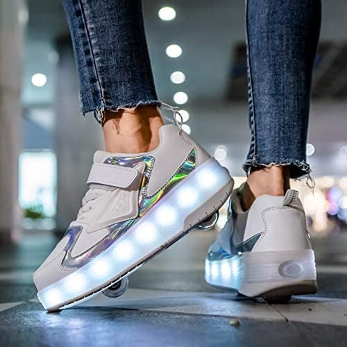 Kid Skate Sneakers Mode Light Up Clignotant Charge Roller Skate Skate  Skateboard Chaussures Filles Garçons Casual Sports Chaussures Double Roues