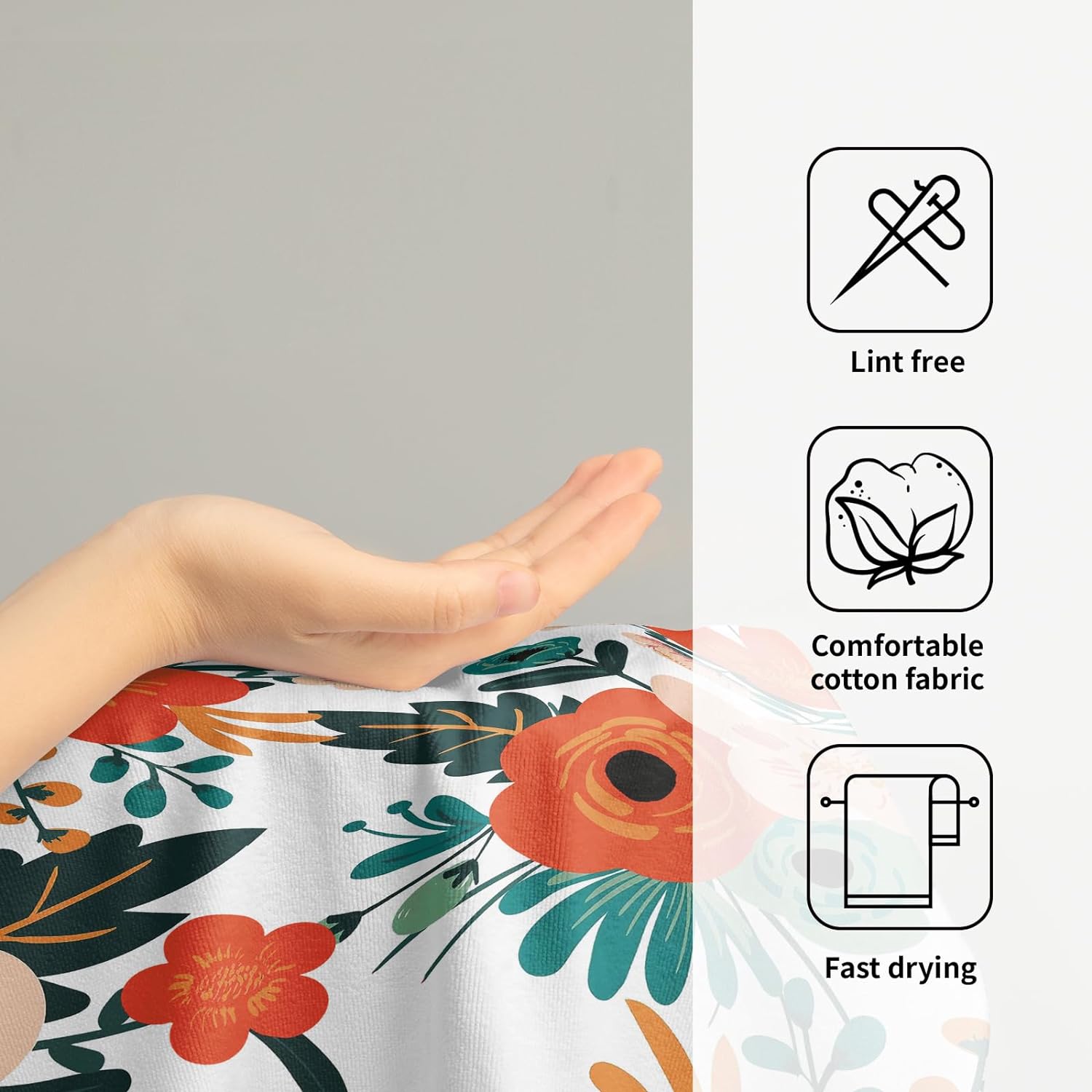 Colorful Floral Hand Towels 2 Pcs Poppy Flower Face Towel Kitchen Dish Towels Soft Bath Towel for Bathroom Gym Spa Decor