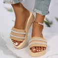 thumbnail image 3 of Women's Summer Fashion Sandals Pearls Rhinestones Open Toe Slides Sandals Yoga Mat Comfort Platform Slippers Shoes, 3 of 5