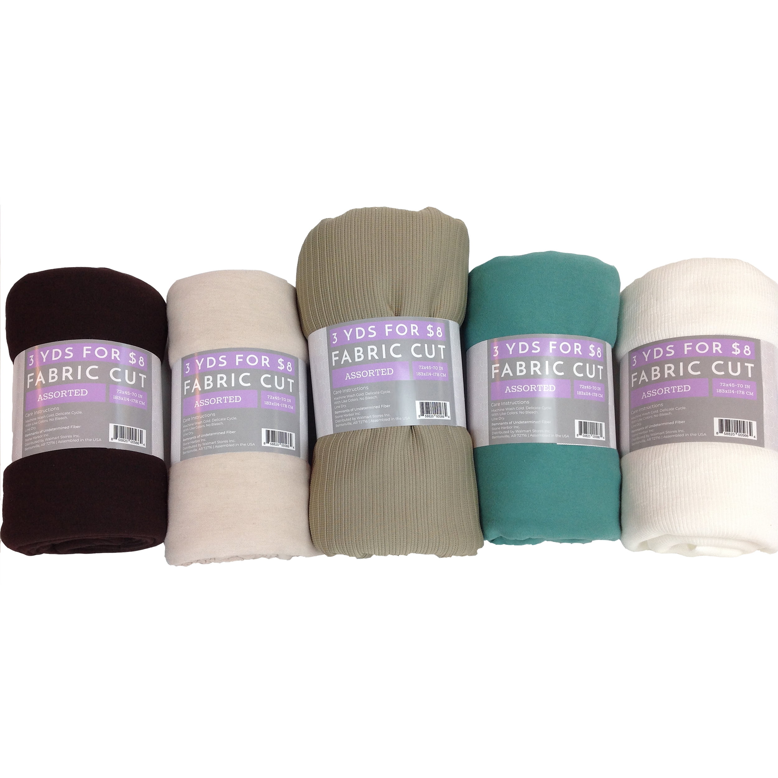 (4 pack) Stone Harbor Value Assorted Fashion Fabrics 1 Precut Roll 3 Yards for 8 Dollars Fabric and Color Received Will Vary