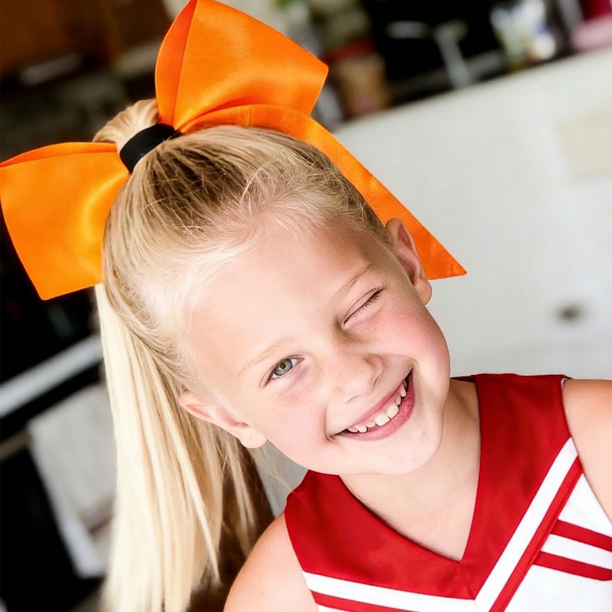 JoyBowie 48pcs Orange Satin Hair Bows Bright Orange Bows for Girls Suitable for Fall Parties DIY Crafts Daily Hairstyling