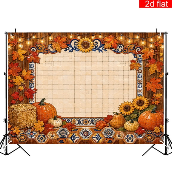 Elyvra 6x9ft Polyester Fall Thanksgiving Photography Backdrop with Pumpkin Sunflower Maple Leaves Wood Wall Autumn Photo Booth Props Background