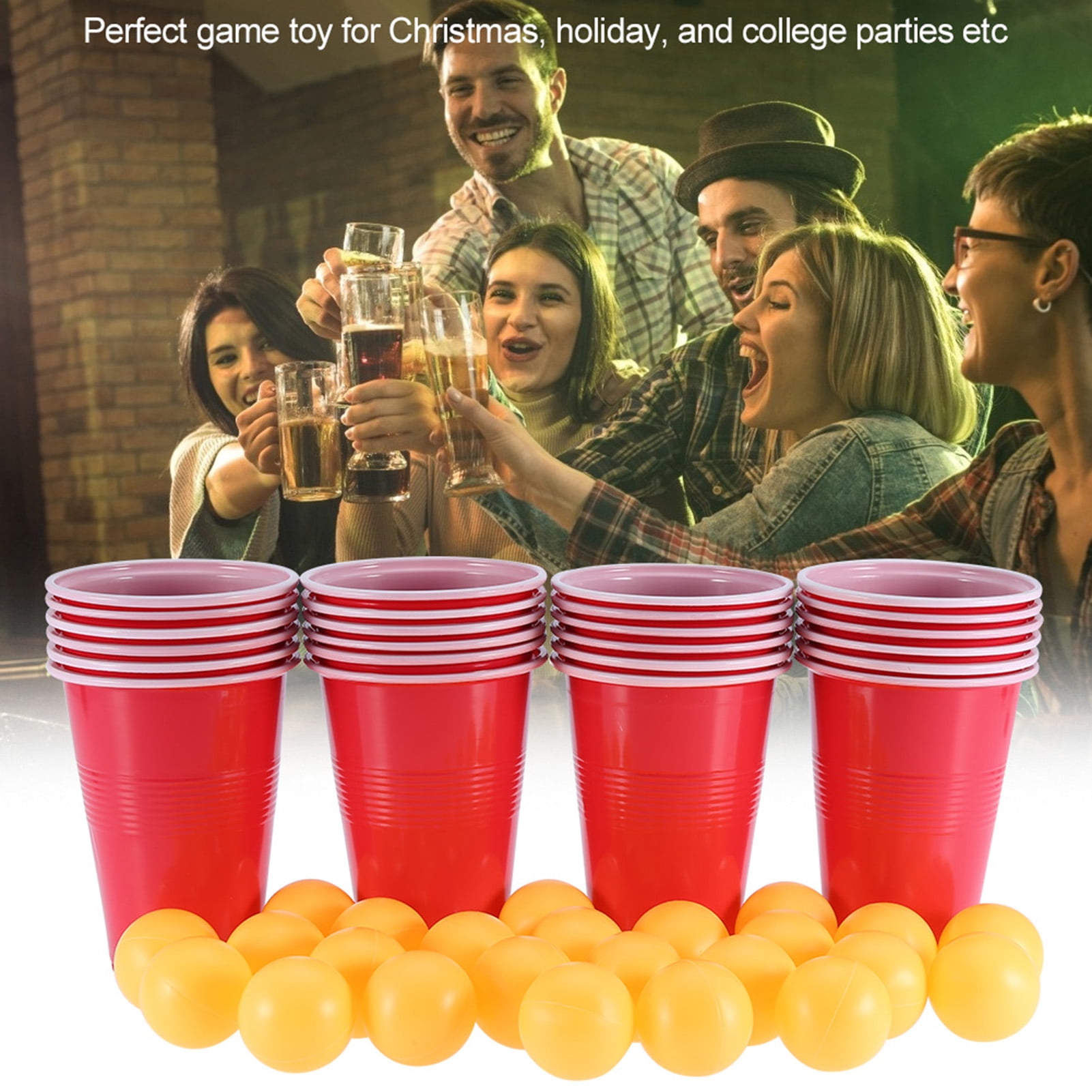 Eco-friendly Beer Game Cup, Pong Balls Game Toy, 24 Balls For Entertainment Christmas  Game 