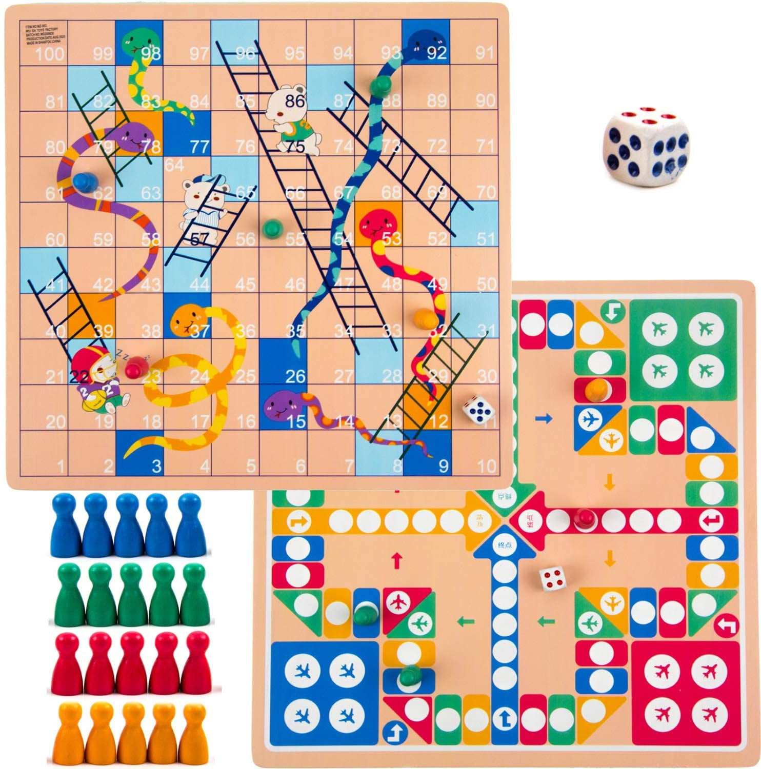 FOLDABLE 40 CM 2 in 1 LARGE FULL LUDO SNAKES LADDERS Board Game Family fun games 