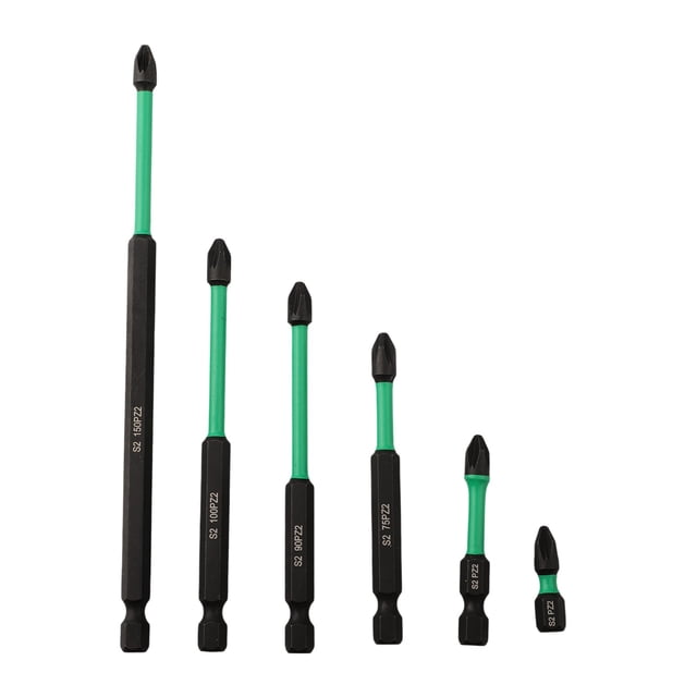 25-150mm for PZ2 Magnetic Driver Bits Heavy Duty Long for Pozidriv Hex Screwdriver Bit 6pcs