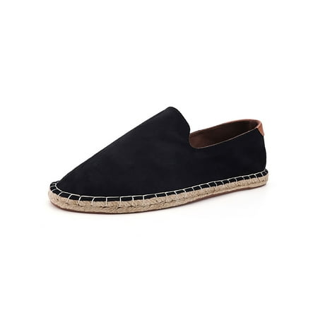 

Sanviglor Men Flats Comfort Espadrilles Non Slip Espadrille Loafers Driving Lightweight Breathable Casual Shoes Slip-On Black 8.5