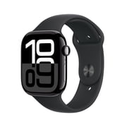 Restored Apple Watch Series 10 GPS + Cellular 46mm Jet Black Aluminum Case with Black Sport Band - S/M