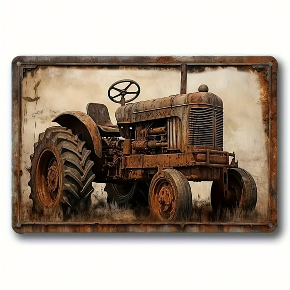 Classic Farmhouse Metal Wall Plaque - Vintage Tractor Decorative Sign - Antique Crafted Multipurpose Home & Garage Wall Decor - Rustic Chic Style Wall Hanging - Ideal for Porch