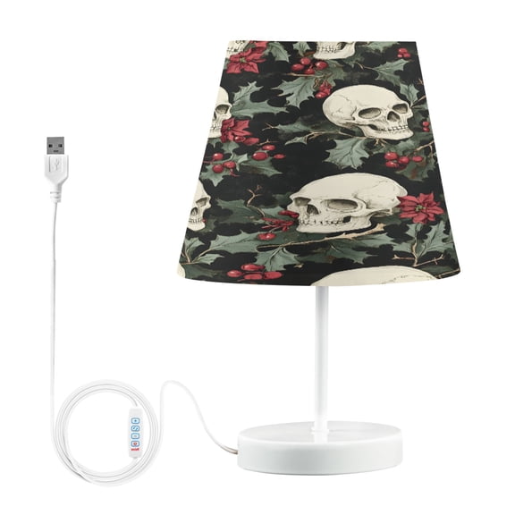 Ryvnso LED Bedside Table Lamp Skulls Cherry Bedroom Desk Lamps Nightstand Lampshade M
