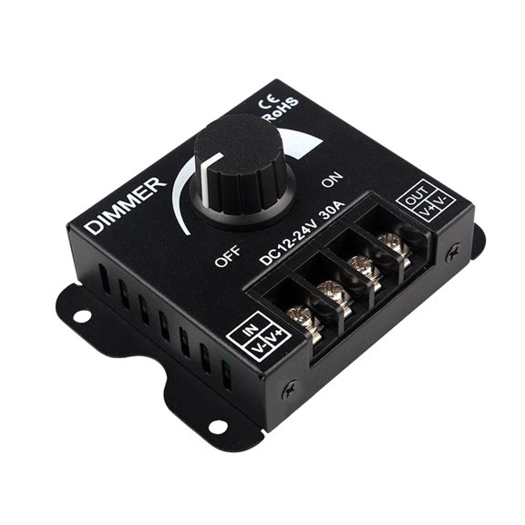 12-24V 30A Atenuador De Luz Led Atenuación Continua Pwm Perilla Del Interruptor De Atenuaci Tomshoo  Controlador de brillo