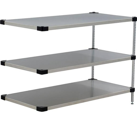 Global Industrial A24363SS3 Nexel 3 Shelf Stainless Steel Solid Shelving Unit Add On - 36 x 24 x 34 in.