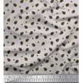 thumbnail image 1 of Soimoi Gray Japan Crepe Satin Fabric Oaknut & Fruits Print Sewing Fabric BTY 42 Inch Wide, 1 of 3