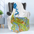 thumbnail image 4 of Egyptian Print Soft Flannel Fleece Throw Blanket, Contemporary Illustration of Egyptian Woman Pharaoh with Her Crown Queen, Cozy Plush for Indoor and Outdoor Use, 50" x 70", Multicolor, by Ambesonne, 4 of 5