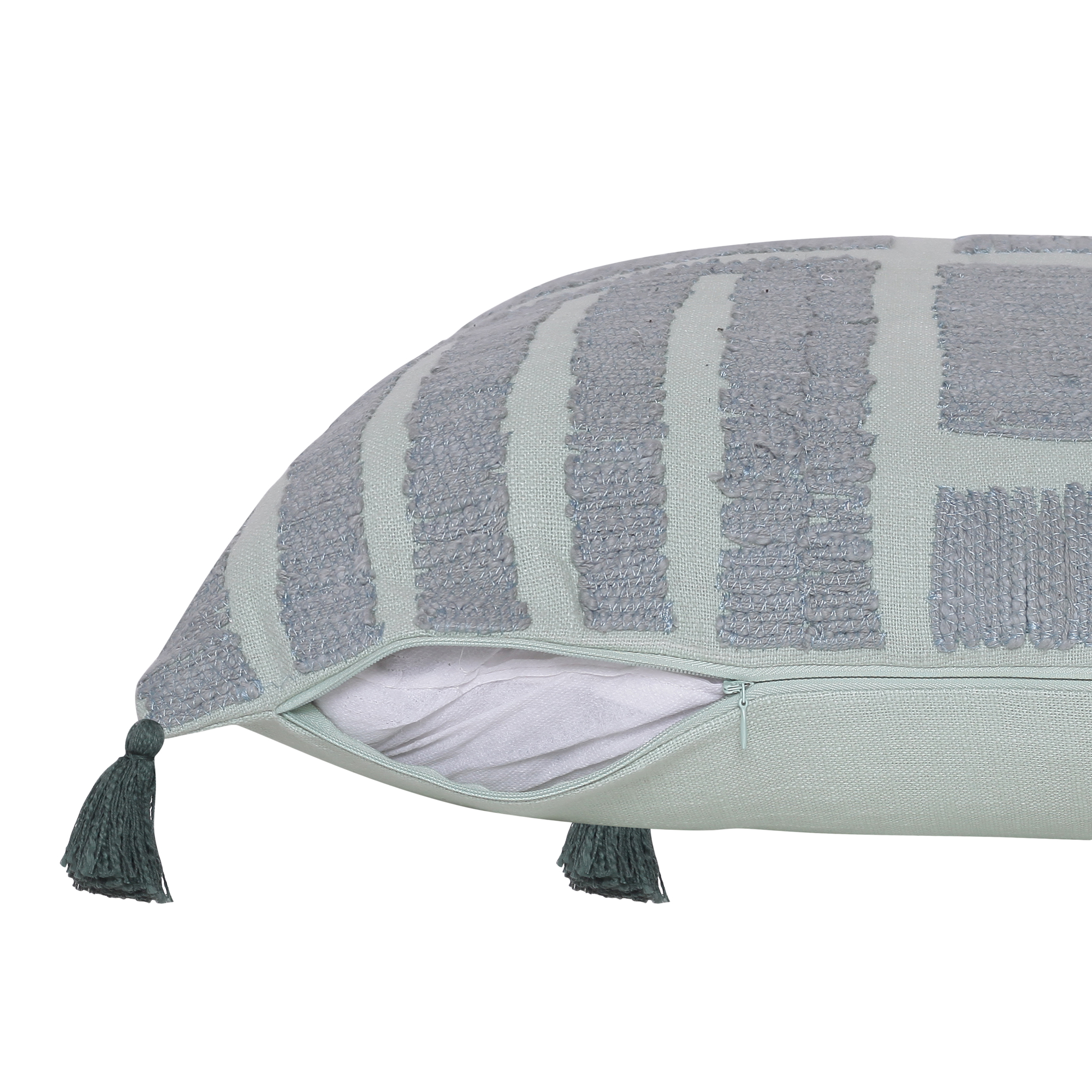 Ox Bay Gaius Geometric Modern Cotton Hand Woven Throw Pillow, Olive Green, 20" x 20"