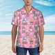 thumbnail image 2 of Balery pink Holiday Joy Camisas hawaianas de manga corta para hombre, camisas playeras de corte holgado, camisas de vacaciones con botones,3X-Large, 2 of 7