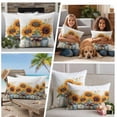 thumbnail image 5 of Summer Sunflowers Outdoor Waterproof Pillow Covers, Spring Watercolor Floral Leaf Bow Vase Decorative Square Throw Pillowcase Sofa Cushion Sham for Patio/Couch/Chair, 24"x24" 2 Pack, 5 of 8