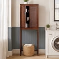 thumbnail image 2 of Teamson Home Hatteras Modern Over Toilet Storage Cabinet with Rattan Doors & Shelves, Bathroom Organizer with Solid Wood, 2 of 14
