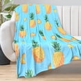 thumbnail image 5 of 400 GSM&nbsp;Pineapple Throw Blanket for Women, 60x80 Inches Super Soft Flannel Fleece Blanket Home Decor Couch Sofa Bed Blanket, Printed Pineapple Gifts for Adults and Kids All Seasons, 5 of 6