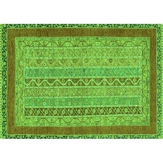Ahgly Company Indoor Rectangle Abstract Green Modern Area Rugs, 2' x 4'