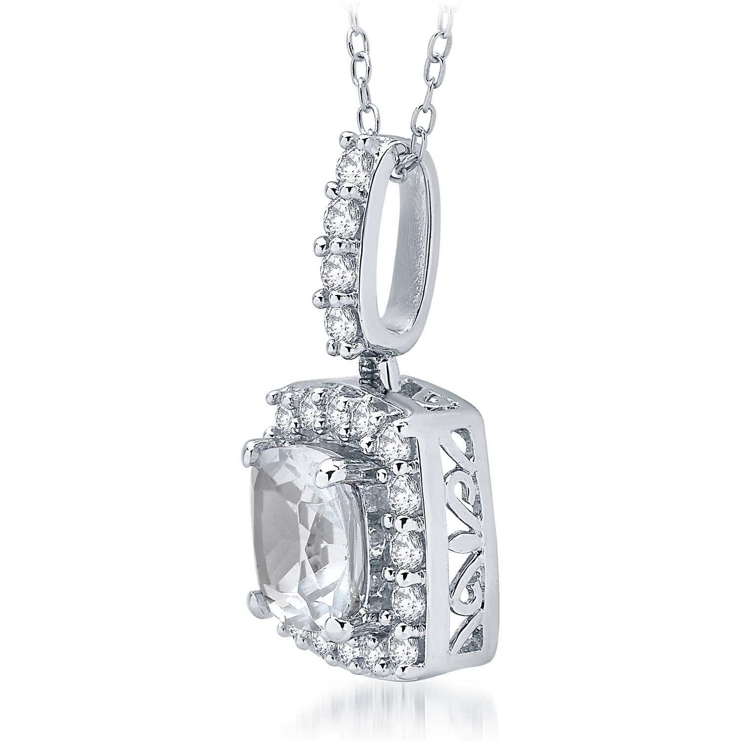 Arista Created White Sapphire Sterling Silver Women's Fashion Pendant, 18"