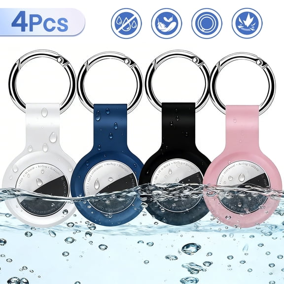 Sherry Waterproof Silicone Airtag Holder Keychain, 4 Count Pack