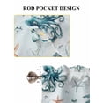 thumbnail image 6 of Teal Turtle Coastal 2 Panel Kitchen Curtains for Windows, Octopus Coral Summer Beach Starfish Bathroom Privacy Curtain, Home Décor Window Treatment for Bedroom/Living Room 55"x45", 6 of 6
