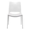 thumbnail image 4 of Zuo Chaise de Salle à Manger Moderne, Blanc & Argent (Ensemble de 2), 4 of 6