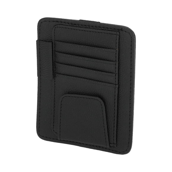 Unique Bargains Car Sun Visor Organizer / Front Sun Visor Storage Pouch W/ Sunglasses Holder Card Slot for Car SUV Truck / Durable Visor Panel PU Leather / 1 Pc Black