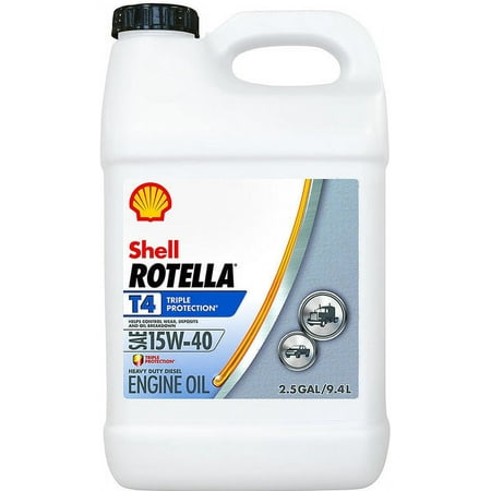 2 PC,Shell 550045127 Rotella T4 Triple Protection Motor Oil, 2.5 Gallon