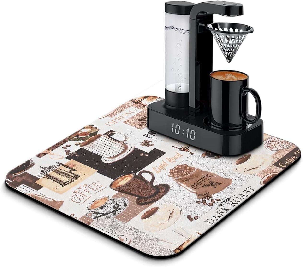 Coffee Bar Mat Accessories for Countertop Absorbent Hide Stain Rubber