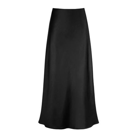Womens High Waist Skirt Slit Skirt High Waist Solid Satin Dress Zipper Mini Skirt Lingerie Elegant Skirt