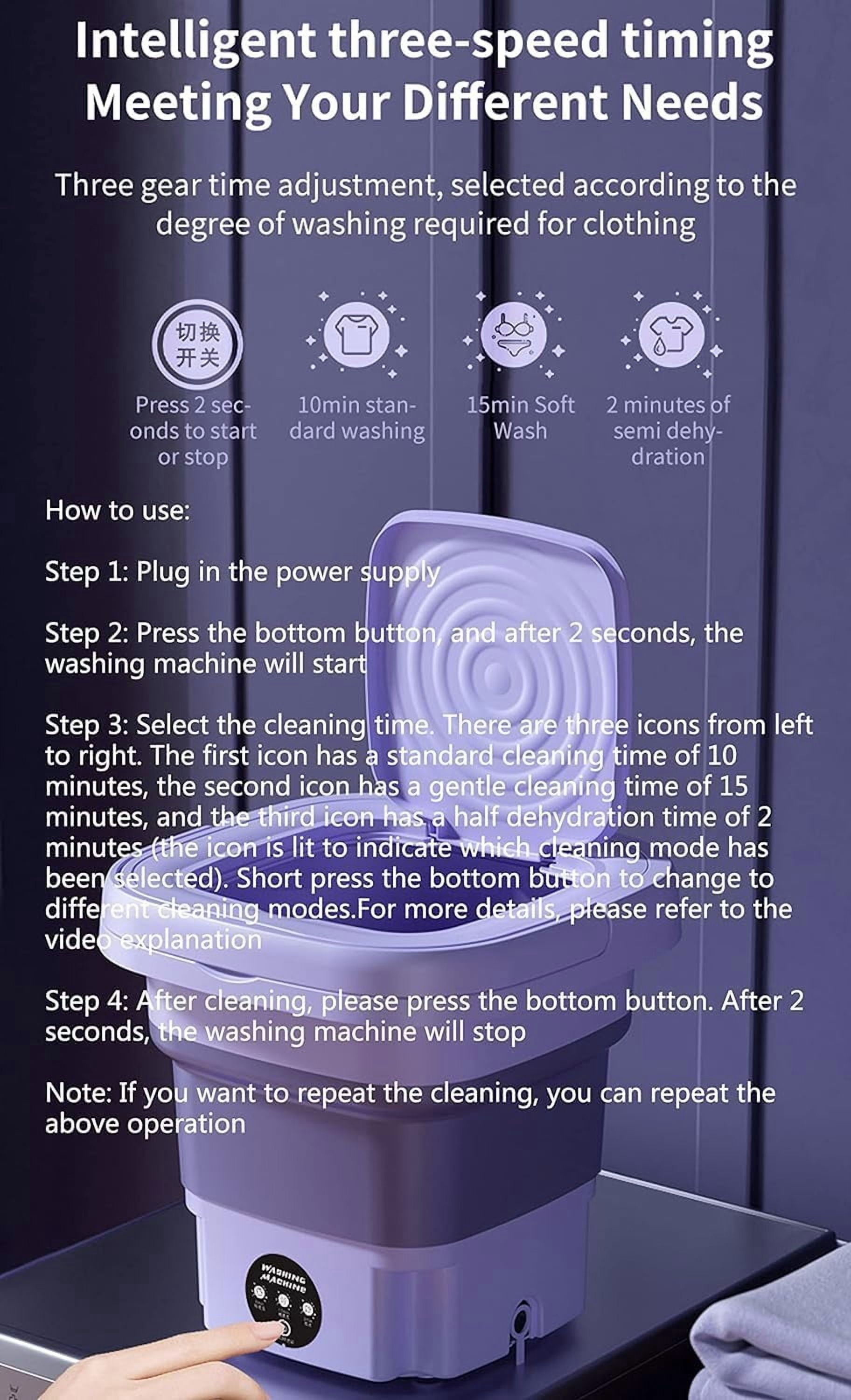 Portable washing machine foldable mini washing machine semi-automatic small baby washing machine/underwear or small items (purple)