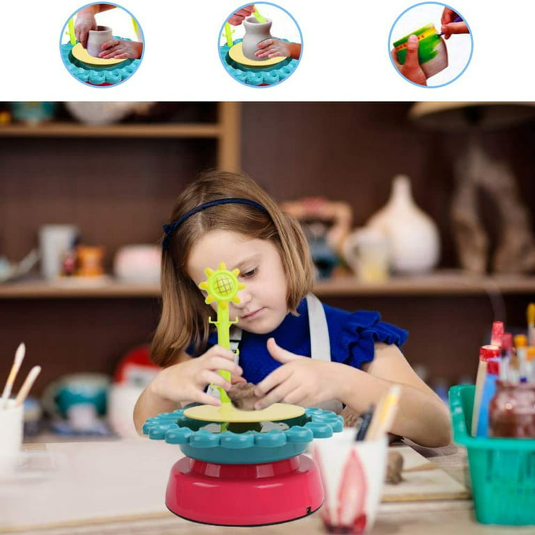 Kids Pottery Wheel, Childrens Pottery Wheel with Clay, Pottery Studio for  Kids Ages 8+, Beginner Pottery Wheel and Paint Pottery Kit - Kids Pottery