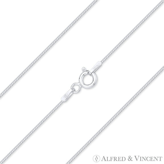 0.8mm Classic Snake Link Italian Chain Necklace in .925 Sterling Silver w/ Rhodium
