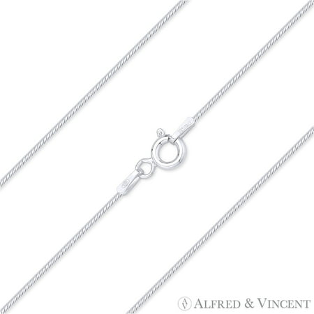 Spade Italian - 0.8mm Classic Snake Link Italian Chain Necklace in .925 Sterling Silver w/ Rhodium