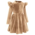 thumbnail image 3 of IBTOM CASTLE Toddler Baby Girls Velvet Tutu Dress Pageant Party Gown Kids Fall Winter Ruffle Long Sleeve Princess Christmas Birthday Party Wedding Evening Dress 9-12 Months Khaki, 3 of 8