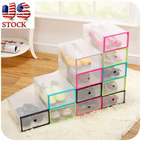 Hilitand 1pc Plastic Shoe Storage Box Foldable Purple Frame Shoe